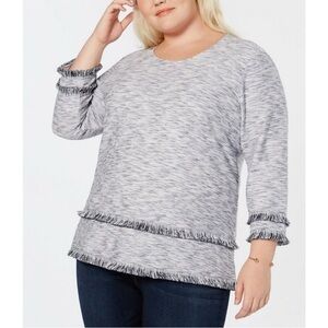 Style & Co 3/4 Sleeve Fringe Shirt